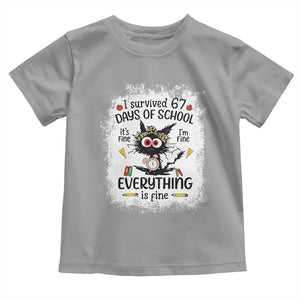 I Survived 67 Days of School Toddler T Shirt Funny Teacher Black Cat Chaos Everything Is Fine TS02 Sport Gray Print Your Wear