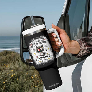 I Survived 67 Days of School Tumbler With Handle Funny Teacher Black Cat Chaos Everything Is Fine TS02 Print Your Wear