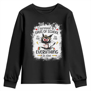 I Survived 67 Days of School Youth Sweatshirt Funny Teacher Black Cat Chaos Everything Is Fine TS02 Black Print Your Wear
