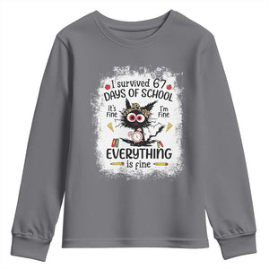 I Survived 67 Days of School Youth Sweatshirt Funny Teacher Black Cat Chaos Everything Is Fine TS02 Charcoal Print Your Wear