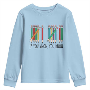 Funny 6 7 Pencil Humor Youth Sweatshirt If You Know You Know Six Seven Joke TS02 Light Blue Print Your Wear