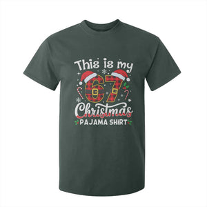 This Is My 67 Christmas Pajama T Shirt For Kid Funny Six Seven Buffalo Plaid Sleep Shirt Hot Xmas TS02 Dark Forest Green Print Your Wear