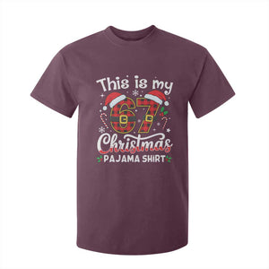 This Is My 67 Christmas Pajama T Shirt For Kid Funny Six Seven Buffalo Plaid Sleep Shirt Hot Xmas TS02 Maroon Print Your Wear