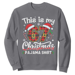 This Is My 67 Christmas Pajama Sweatshirt Funny Six Seven Buffalo Plaid Sleep Shirt Hot Xmas TS02 Charcoal Print Your Wear