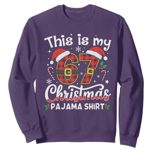 This Is My 67 Christmas Pajama Sweatshirt Funny Six Seven Buffalo Plaid Sleep Shirt Hot Xmas TS02 Purple Print Your Wear