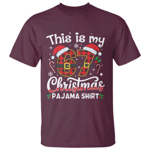 This Is My 67 Christmas Pajama T Shirt Funny Six Seven Buffalo Plaid Sleep Shirt Hot Xmas - Print Your Wear