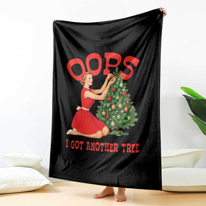 Funny Retro Christmas Pinup Girl Throw Blanket Oops I Got Another Tree Vintage Pin Up Style Holiday Humor TS02 Print Your Wear