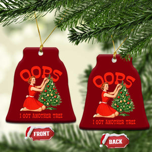Funny Retro Christmas Pinup Girl Ceramic Ornament Oops I Got Another Tree Vintage Pin Up Style Holiday Humor TS02 Print Your Wear