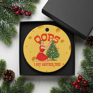 Funny Retro Christmas Pinup Girl Ceramic Ornament Oops I Got Another Tree Vintage Pin Up Style Holiday Humor TS02 1pc Yellow Cheese Print Your Wear
