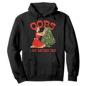 Funny Retro Christmas Pinup Girl Hoodie Oops I Got Another Tree Vintage Pin Up Style Holiday Humor TS02 Black Print Your Wear