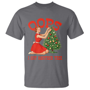 Funny Retro Christmas Pinup Girl T Shirt Oops I Got Another Tree Vintage Pin Up Style Holiday Humor TS02 Charcoal Print Your Wear