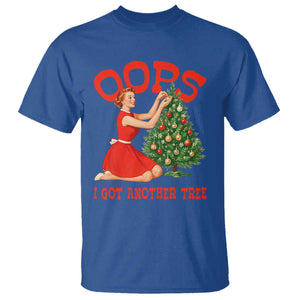 Funny Retro Christmas Pinup Girl T Shirt Oops I Got Another Tree Vintage Pin Up Style Holiday Humor TS02 Royal Blue Print Your Wear