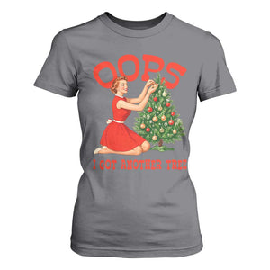 Funny Retro Christmas Pinup Girl T Shirt For Women Oops I Got Another Tree Vintage Pin Up Style Holiday Humor TS02 Charcoal Print Your Wear