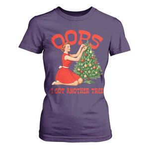 Funny Retro Christmas Pinup Girl T Shirt For Women Oops I Got Another Tree Vintage Pin Up Style Holiday Humor TS02 Purple Print Your Wear