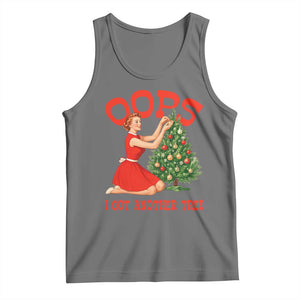 Funny Retro Christmas Pinup Girl Tank Top Oops I Got Another Tree Vintage Pin Up Style Holiday Humor TS02 Black Heather Print Your Wear