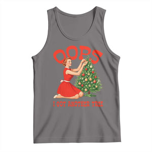Funny Retro Christmas Pinup Girl Tank Top Oops I Got Another Tree Vintage Pin Up Style Holiday Humor TS02 Deep Heather Print Your Wear