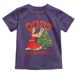 Funny Retro Christmas Pinup Girl Toddler T Shirt Oops I Got Another Tree Vintage Pin Up Style Holiday Humor TS02 Purple Print Your Wear