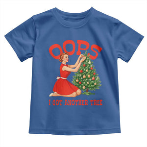 Funny Retro Christmas Pinup Girl Toddler T Shirt Oops I Got Another Tree Vintage Pin Up Style Holiday Humor TS02 Royal Blue Print Your Wear