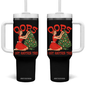 Funny Retro Christmas Pinup Girl Tumbler With Handle Oops I Got Another Tree Vintage Pin Up Style Holiday Humor TS02 One Size: 40 oz Black Print Your Wear