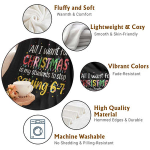 Funny Anti Six Seven Teacher Christmas Throw Blanket My Students To Stop Saying 67 Festive Lights TS02 Print Your Wear