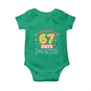 My Students Are 67 Days Smarter Baby Onesie Funny Sixe Seven Meme Cute Teacher Pride TS02 Irish Green Print Your Wear