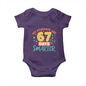 My Students Are 67 Days Smarter Baby Onesie Funny Sixe Seven Meme Cute Teacher Pride TS02 Purple Print Your Wear