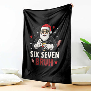 Six Seven Bruh Christmas Meme Throw Blanket Cool Santa 67 Hand Sign Street Style Vibes TS02 Print Your Wear