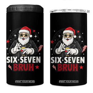 Six Seven Bruh Christmas Meme 4 in 1 Can Cooler Tumbler Cool Santa 67 Hand Sign Street Style Vibes TS02 One Size: 16 oz Black Print Your Wear