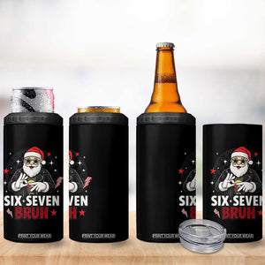 Six Seven Bruh Christmas Meme 4 in 1 Can Cooler Tumbler Cool Santa 67 Hand Sign Street Style Vibes TS02 Print Your Wear