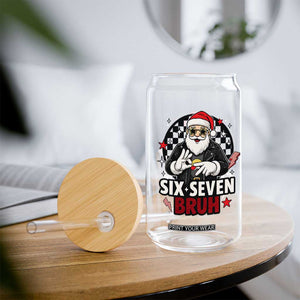 Six Seven Bruh Christmas Meme Glass Can Cool Santa 67 Hand Sign Street Style Vibes TS02 Print Your Wear