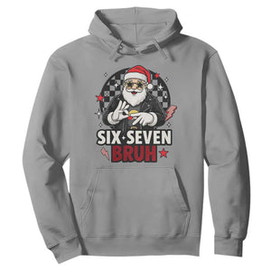 Six Seven Bruh Christmas Meme Hoodie Cool Santa 67 Hand Sign Street Style Vibes TS02 Sport Gray Print Your Wear