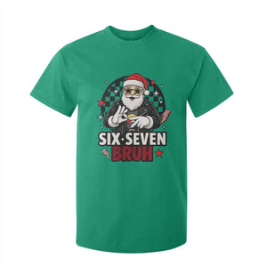 Six Seven Bruh Christmas Meme T Shirt For Kid Cool Santa 67 Hand Sign Street Style Vibes TS02 Irish Green Print Your Wear
