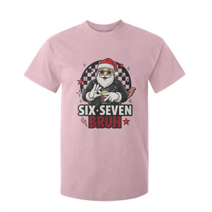 Six Seven Bruh Christmas Meme T Shirt For Kid Cool Santa 67 Hand Sign Street Style Vibes TS02 Light Pink Print Your Wear