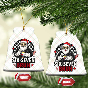 Six Seven Bruh Christmas Meme Ceramic Ornament Cool Santa 67 Hand Sign Street Style Vibes TS02 Print Your Wear