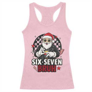 Six Seven Bruh Christmas Meme Racerback Tank Top Cool Santa 67 Hand Sign Street Style Vibes TS02 Light Pink Print Your Wear