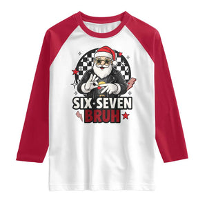 Six Seven Bruh Christmas Meme Raglan Shirt Cool Santa 67 Hand Sign Street Style Vibes TS02 White Red Print Your Wear