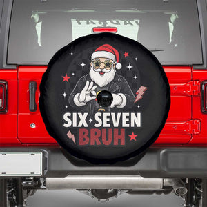 Six Seven Bruh Christmas Meme Spare Tire Cover Cool Santa 67 Hand Sign Street Style Vibes TS02 White Print Your Wear