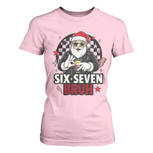 Six Seven Bruh Christmas Meme T Shirt For Women Cool Santa 67 Hand Sign Street Style Vibes TS02 Light Pink Print Your Wear