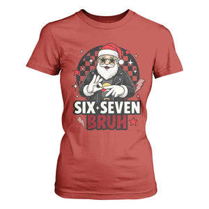 Six Seven Bruh Christmas Meme T Shirt For Women Cool Santa 67 Hand Sign Street Style Vibes TS02 Red Print Your Wear