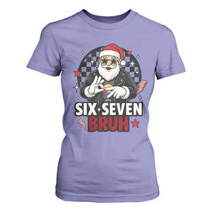Six Seven Bruh Christmas Meme T Shirt For Women Cool Santa 67 Hand Sign Street Style Vibes TS02 Violet Print Your Wear
