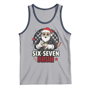 Six Seven Bruh Christmas Meme Tank Top Cool Santa 67 Hand Sign Street Style Vibes TS02 Athletic Heather Navy Print Your Wear