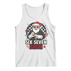 Six Seven Bruh Christmas Meme Tank Top Cool Santa 67 Hand Sign Street Style Vibes TS02 White Print Your Wear