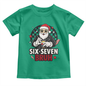 Six Seven Bruh Christmas Meme Toddler T Shirt Cool Santa 67 Hand Sign Street Style Vibes TS02 Irish Green Print Your Wear