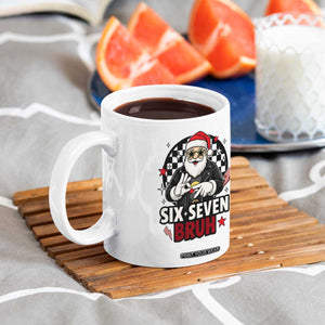 Six Seven Bruh Christmas Meme Coffee Mug Cool Santa 67 Hand Sign Street Style Vibes TS02 Print Your Wear