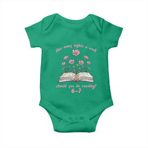 How Many Nights a Week Should You Be Reading 6 7 Baby Onesie Aesthetic Floral Book TS02 Irish Green Print Your Wear