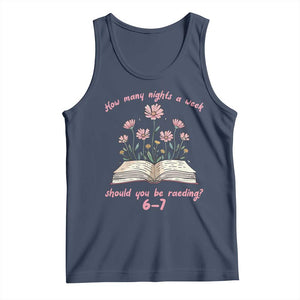 How Many Nights a Week Should You Be Reading 6 7 Tank Top Aesthetic Floral Book TS02 Navy Print Your Wear