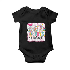 67 Days of School Baby Onesie Six Seven Cute Girly Pencil and Bow for Students Teachers TS02 Black Print Your Wear