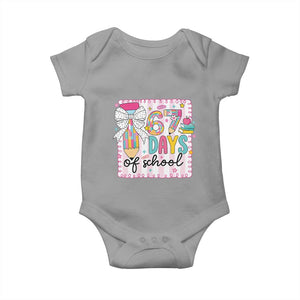 67 Days of School Baby Onesie Six Seven Cute Girly Pencil and Bow for Students Teachers TS02 Sport Gray Print Your Wear
