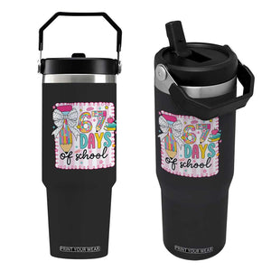 67 Days of School Flip Straw Tumbler Six Seven Cute Girly Pencil and Bow for Students Teachers TS02 One Size: 30 oz Black Print Your Wear