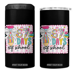 67 Days of School 4 in 1 Can Cooler Tumbler Six Seven Cute Girly Pencil and Bow for Students Teachers TS02 One Size: 16 oz Black Print Your Wear